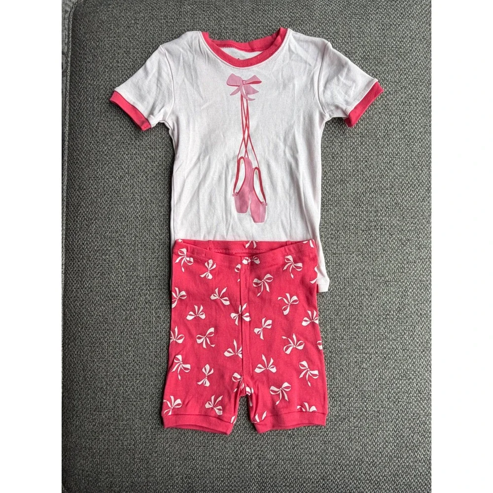 Vaenait Baby Kids Pink Ballet Shoes Bows Pajama Set 100% Cotton 4-5T NEW‎